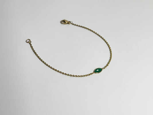 Bracelet or 18k et émeraude